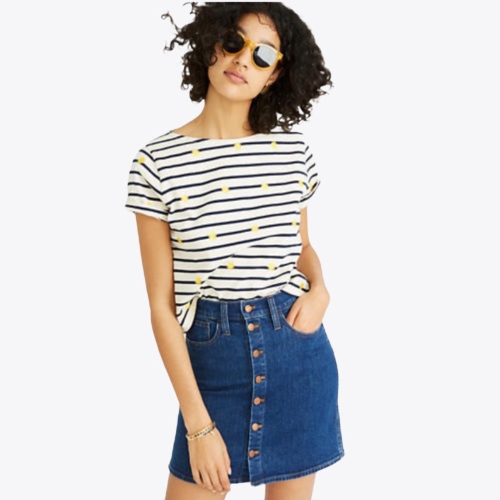 Madewell Button Down Denim Mini Skirt - 24